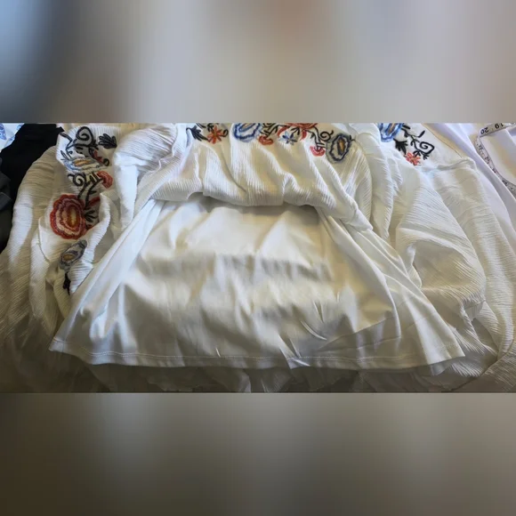 Altar’d State Embroidered Boho Maxi Dress White Floral Tiered Medium - Picture 10 of 13